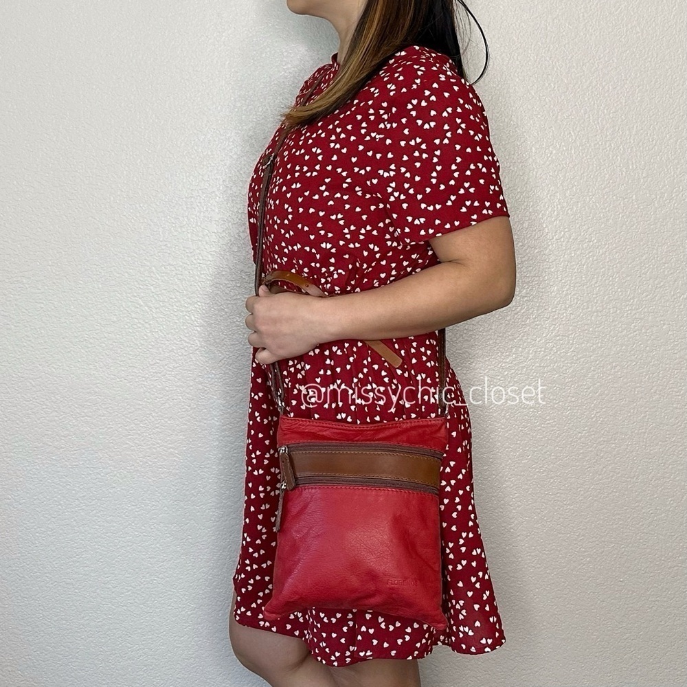Florence Genuine Leather Italy Red Crossbody Bag